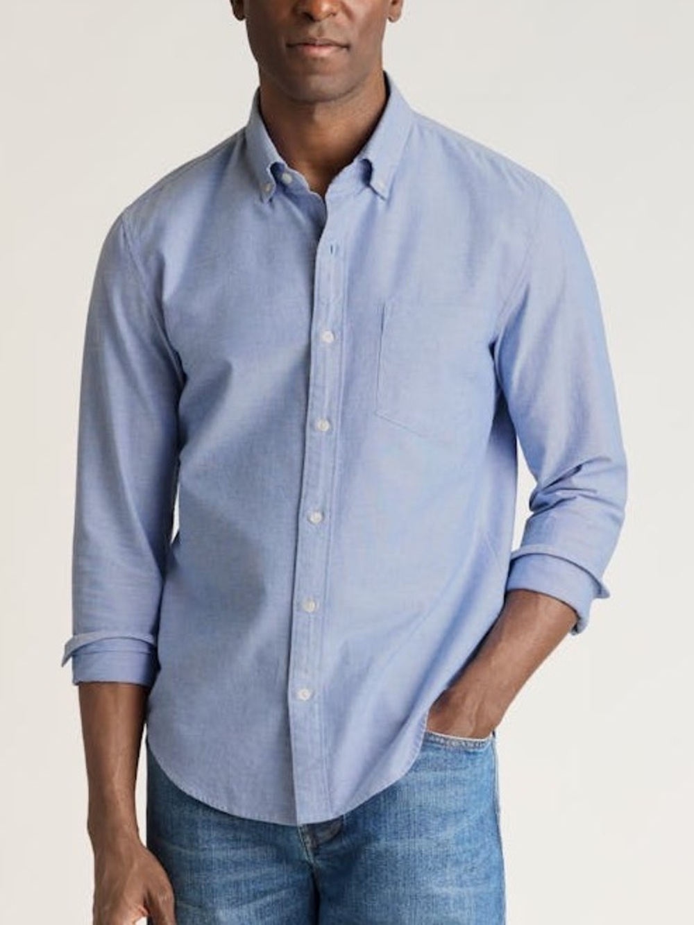 Bonobos Long Sleeve Wrinkle Free Standard Fit Oxford Blue Button Up Size 14.5-32